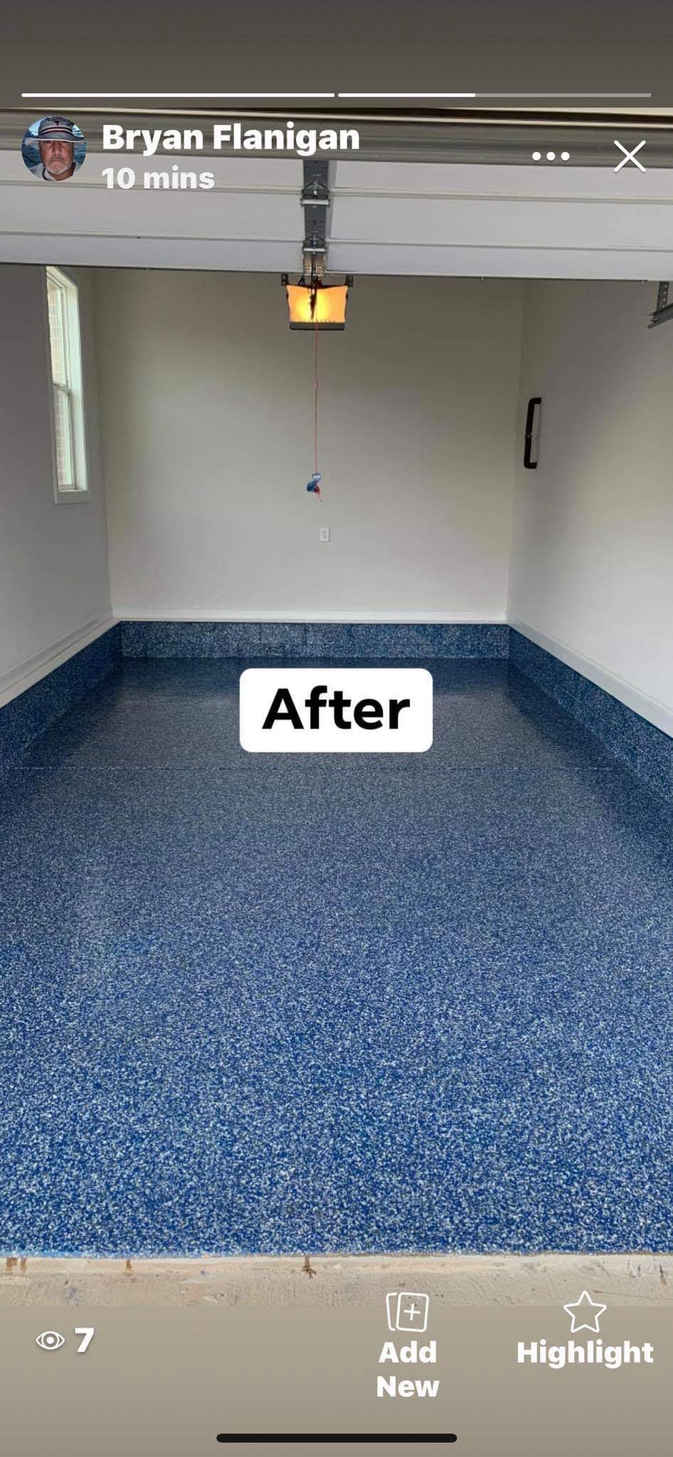Blue flake epoxy garage floor coating Hinesville GA