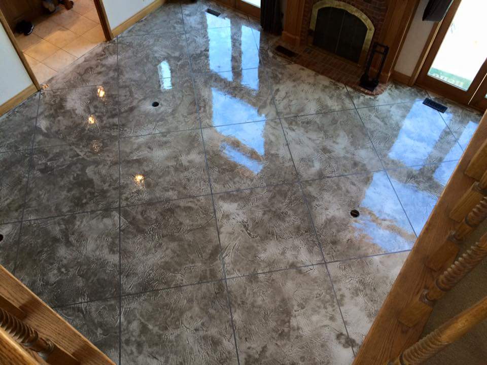 Decorative concrete flooring in residential living area Hinesville GA